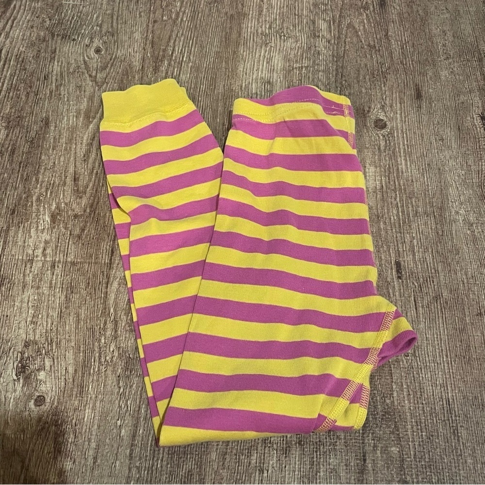 Hanna Anderson Pink and Yellow Striped Pajama Pants Size 6-7